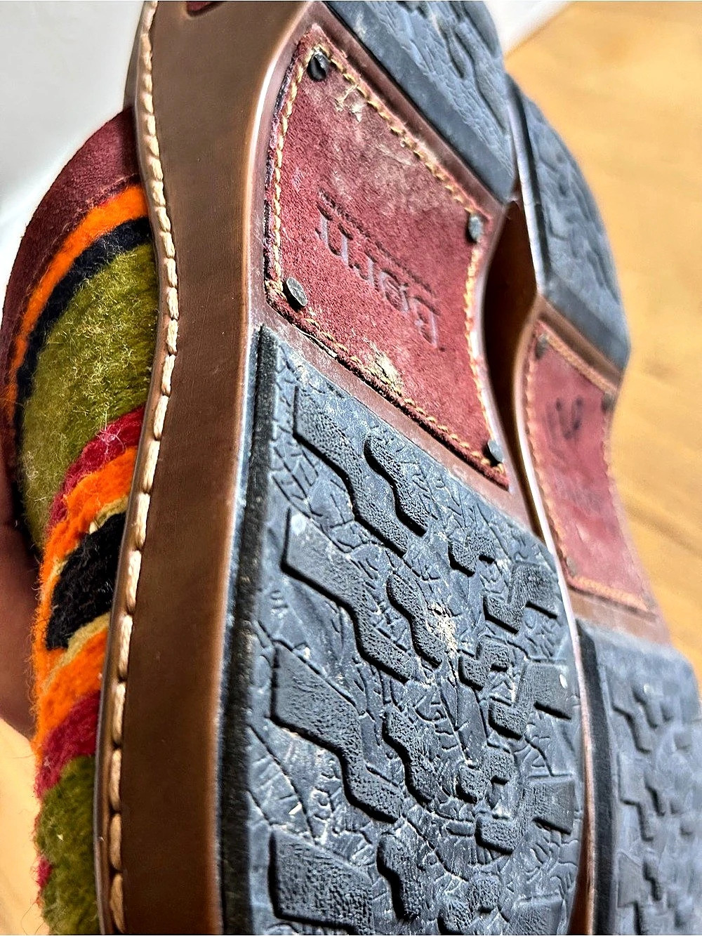 Born Women's Woven Geometric Mules in Green & Red - Picture 5 of 8